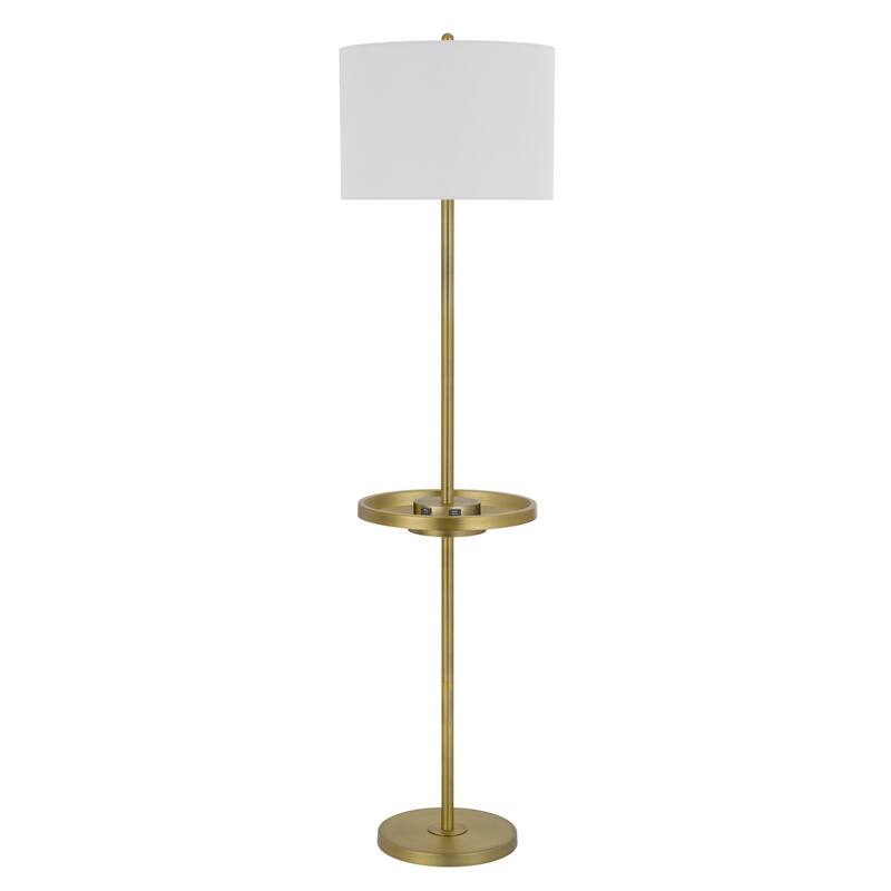 HomeRoots 62" Brass Tray Table Floor Lamp With White Square Shade 16